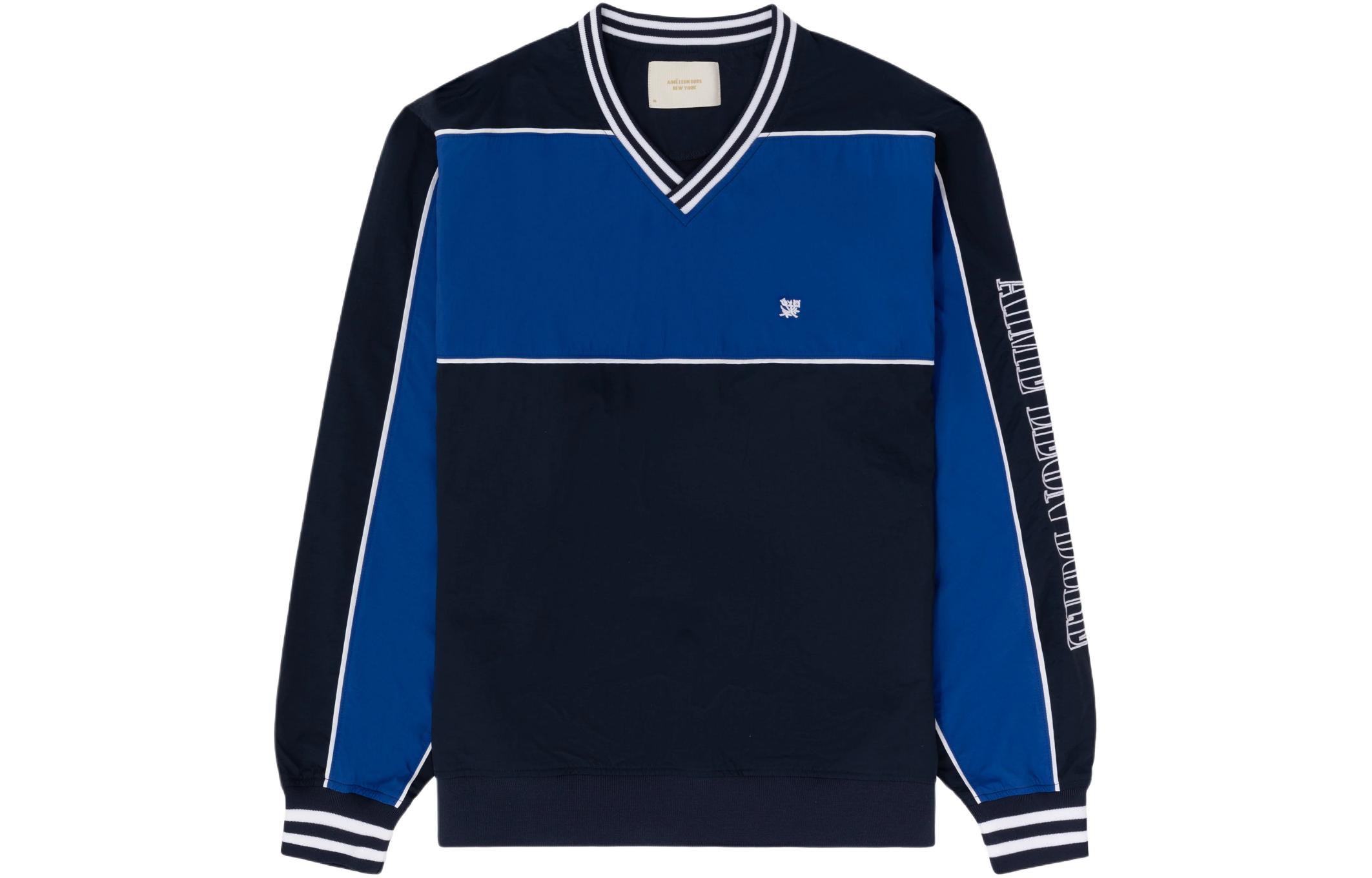 Aimé Leon Dore SS24 Floral Embroidery Badge Striped Collar Sweatshirt Navy Unisex SS24WJ008-NAVYBLAZER