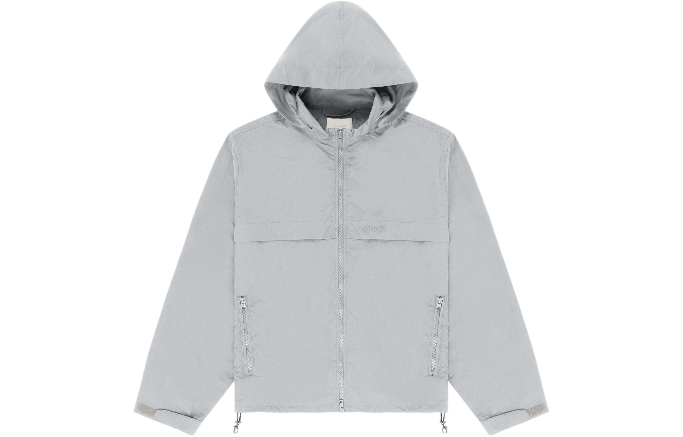 Aimé Leon Dore SS24 Grey Logo Zip-Up Jacket With Elastic Cuffs Unisex SS24WJ006-LIGHTGREY