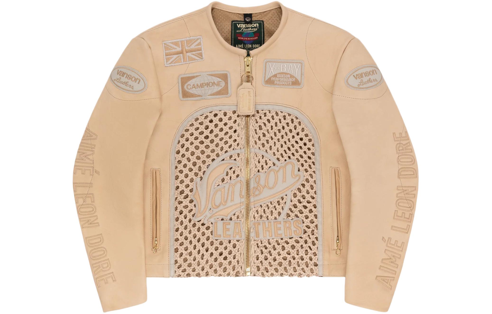 Aimé Leon Dore SS24 Khaki Logo Appliqué Zip-Up Jacket Long Sleeve SS24WJ019-BONE
