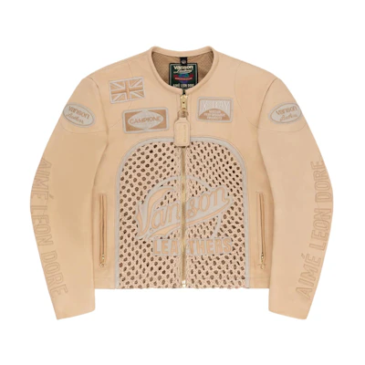 Aimé Leon Dore SS24 Khaki Logo Appliqué Zip-Up Jacket Long Sleeve SS24WJ019-BONE