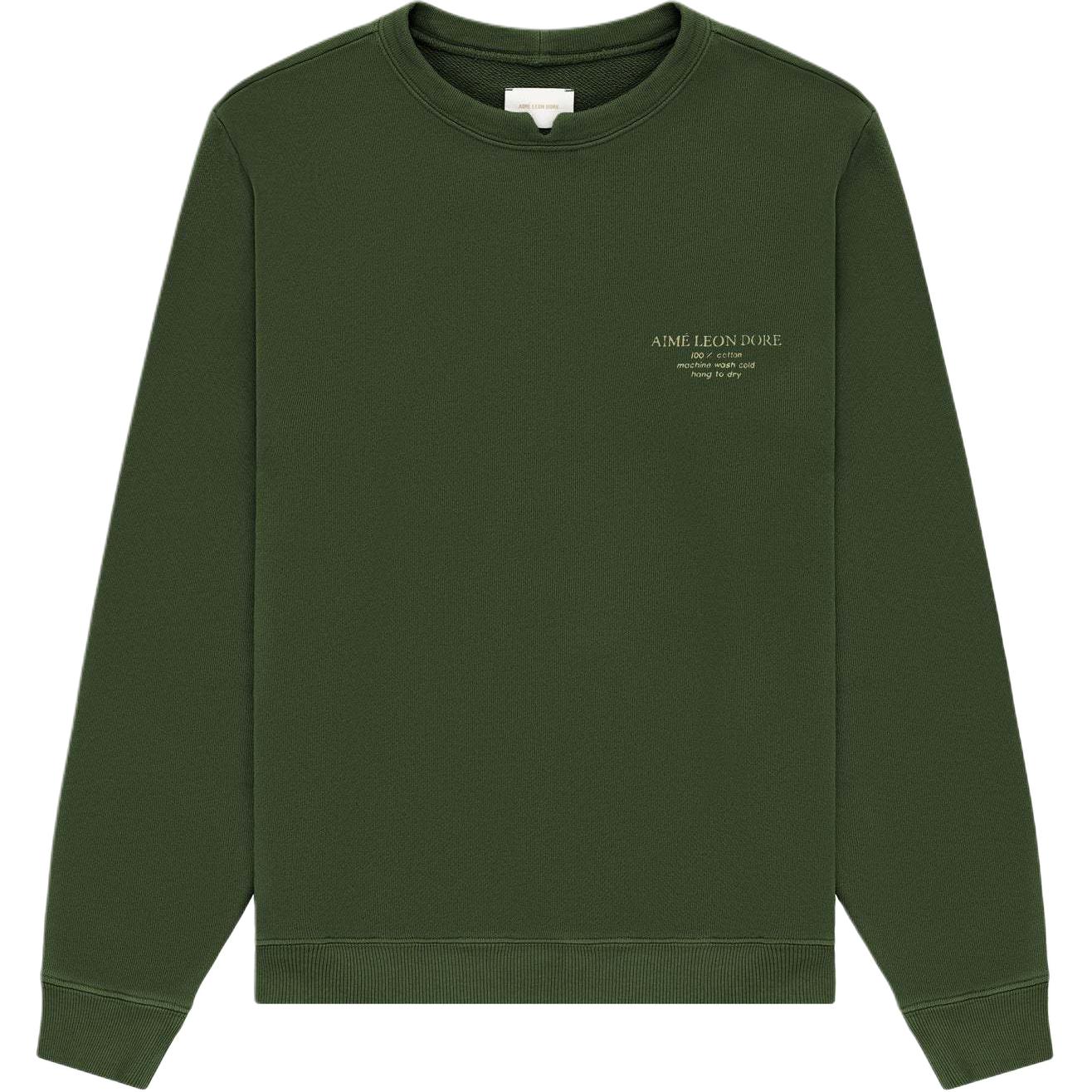 Aimé Leon Dore SS24 Logo Crewneck Sweatshirt Green Unisex SS24CS001-KOMBUGREEN