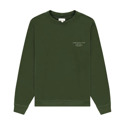 Aimé Leon Dore SS24 Logo Crewneck Sweatshirt Green Unisex SS24CS001-KOMBUGREEN