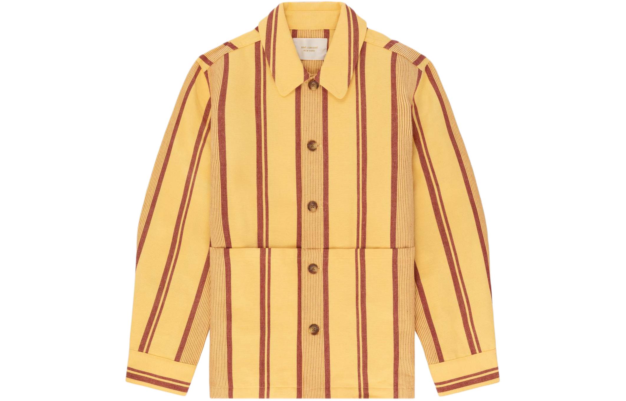 Aimé Leon Dore SS24 Yellow Striped Cotton Button-Up Jacket SS24WJ018