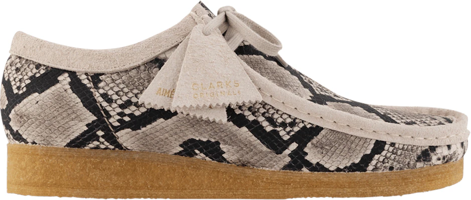 Aim Leon Dore x Clarks Wallabee Snakeskin White Grey 261