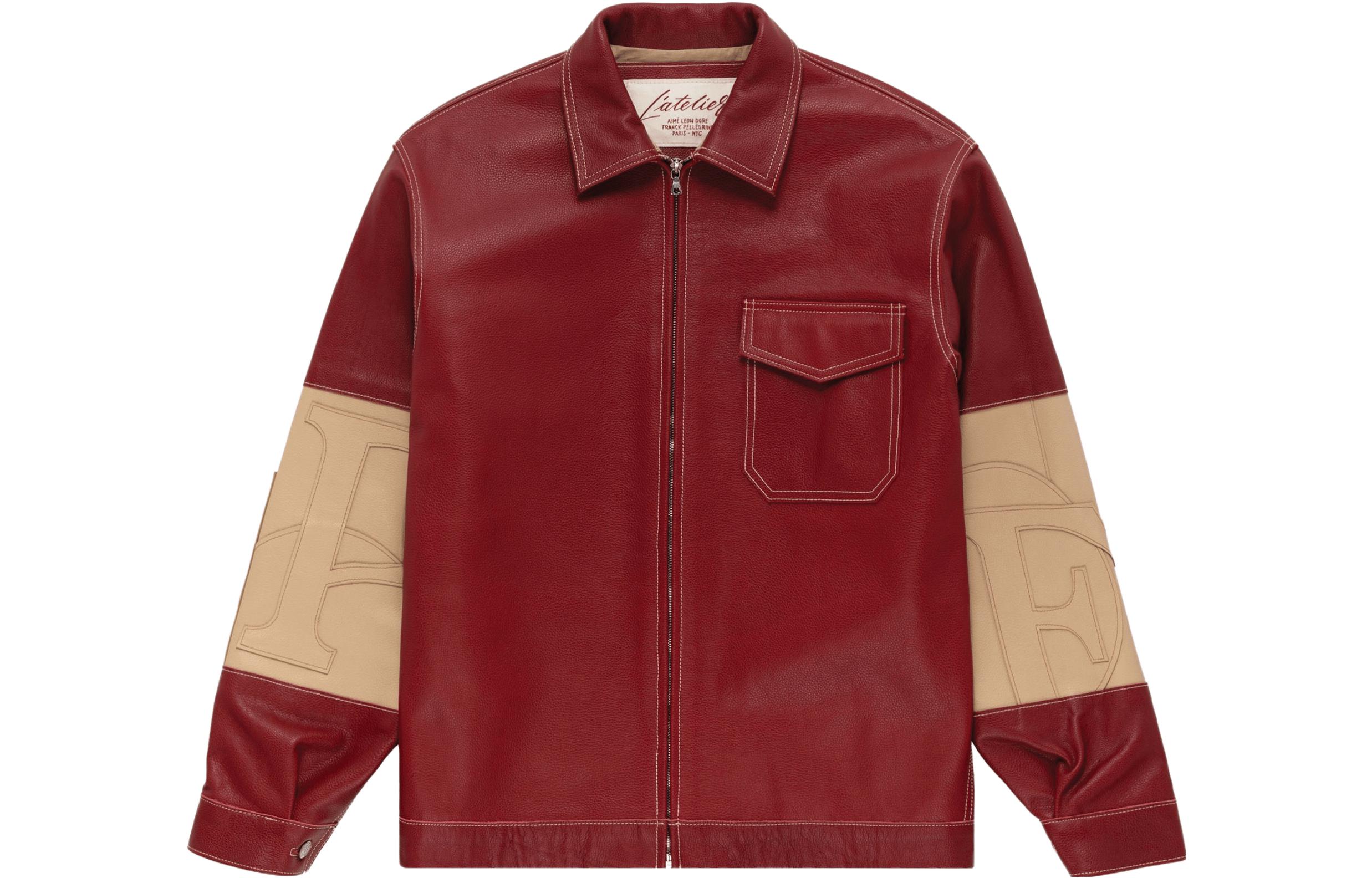Aimé Leon Dore Franck Pellegrino FW23 Colorblock Leather Jacket Red Unisex ALDFP-FW23-01