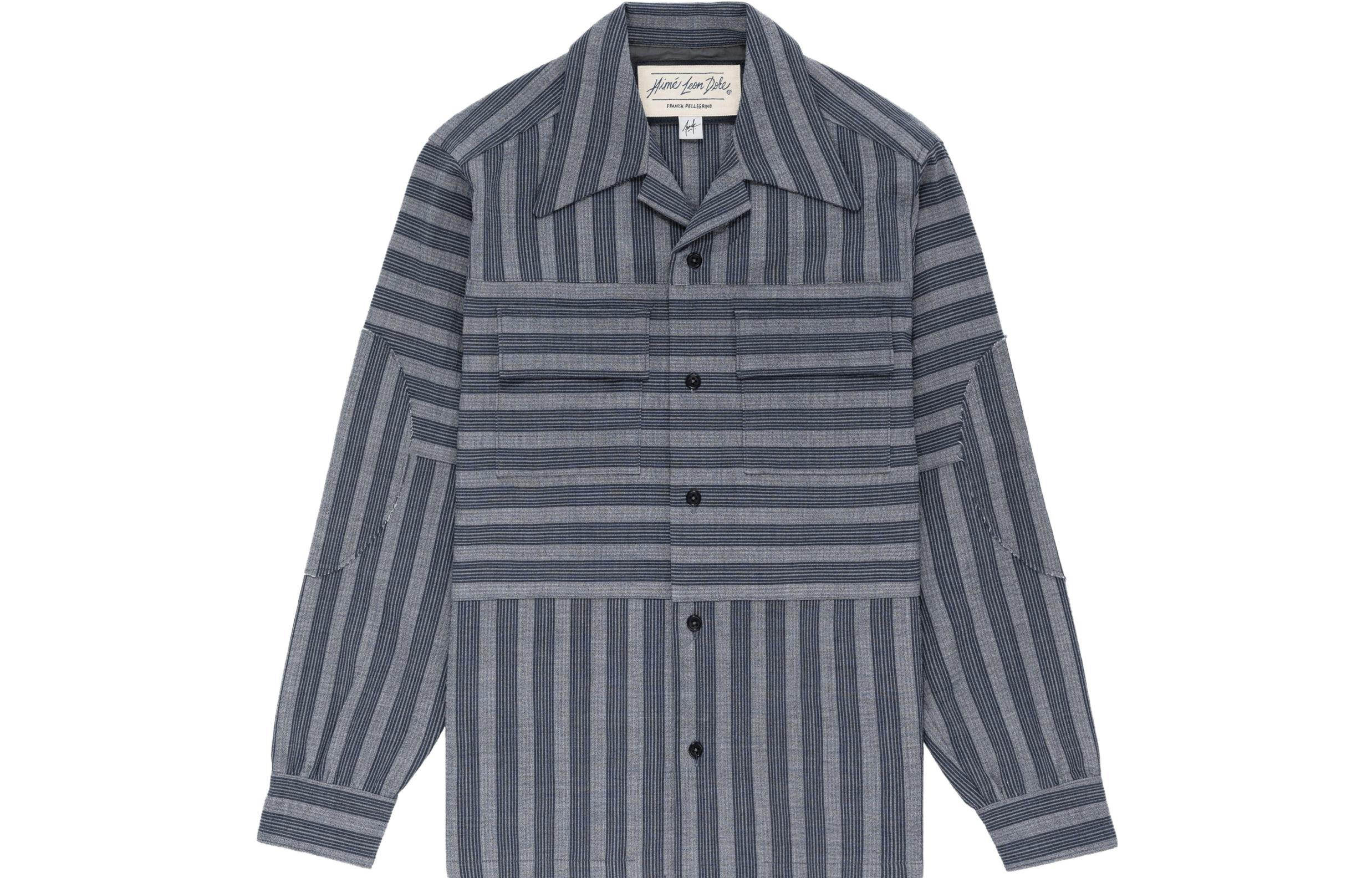 Aimé Leon Dore Franck Pellegrino FW23 Striped Polo Collar Jacket Unisex Grey ALDFP-FW23-05