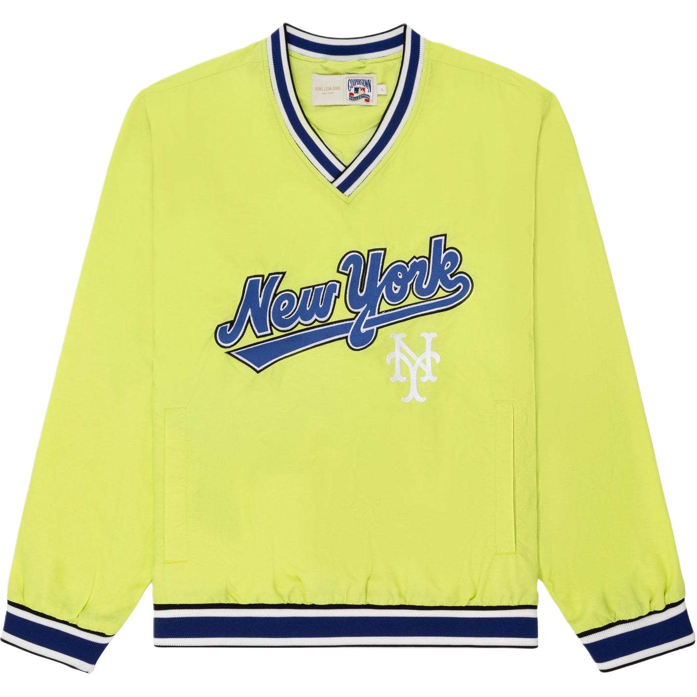 Aimé Leon Dore x New York Mets SS24 Logo Embroidered Ribbed Crewneck Sweatshirt Green SS24WJ035-BRIGHTGREEN