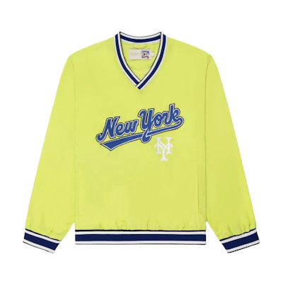 Aimé Leon Dore New York Mets SS24 Logo Embroidered Ribbed Crewneck Sweatshirt Green SS24WJ035-BRIGHTGREEN