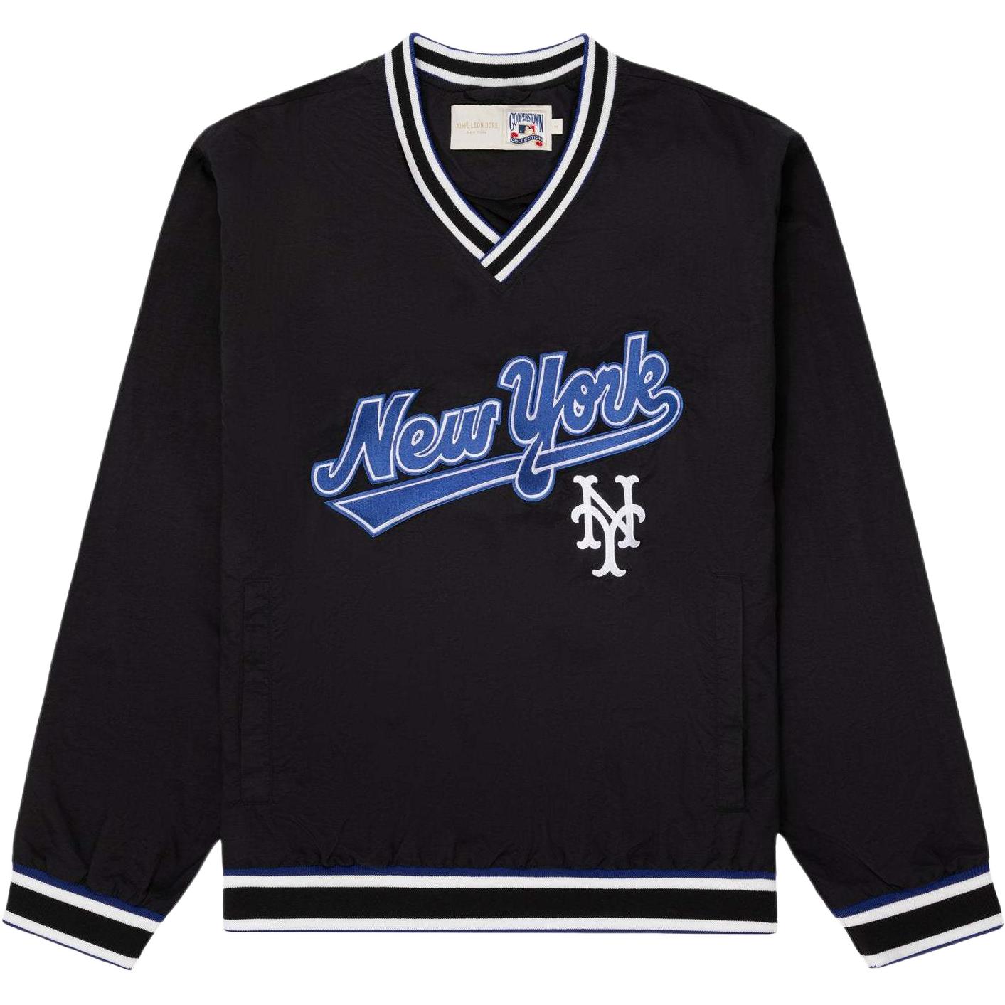 Aimé Leon Dore x New York Mets SS24 Logo Embroidered Ribbed Long Sleeve Sweatshirt Black SS24WJ035-JETBLACK