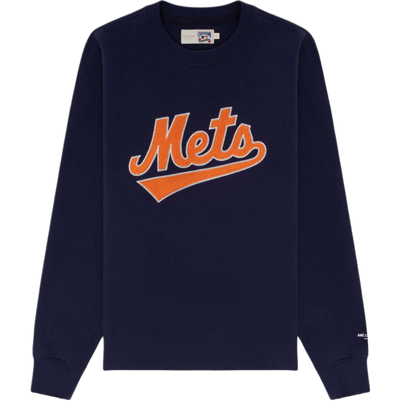 Aimé Leon Dore x NY Mets SS24 Logo Embroidered Crewneck Navy Unisex Sweatshirt SS24CS008-ECLISPE
