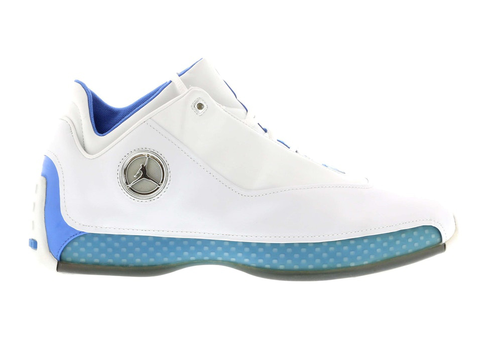 blue and white jordan 18
