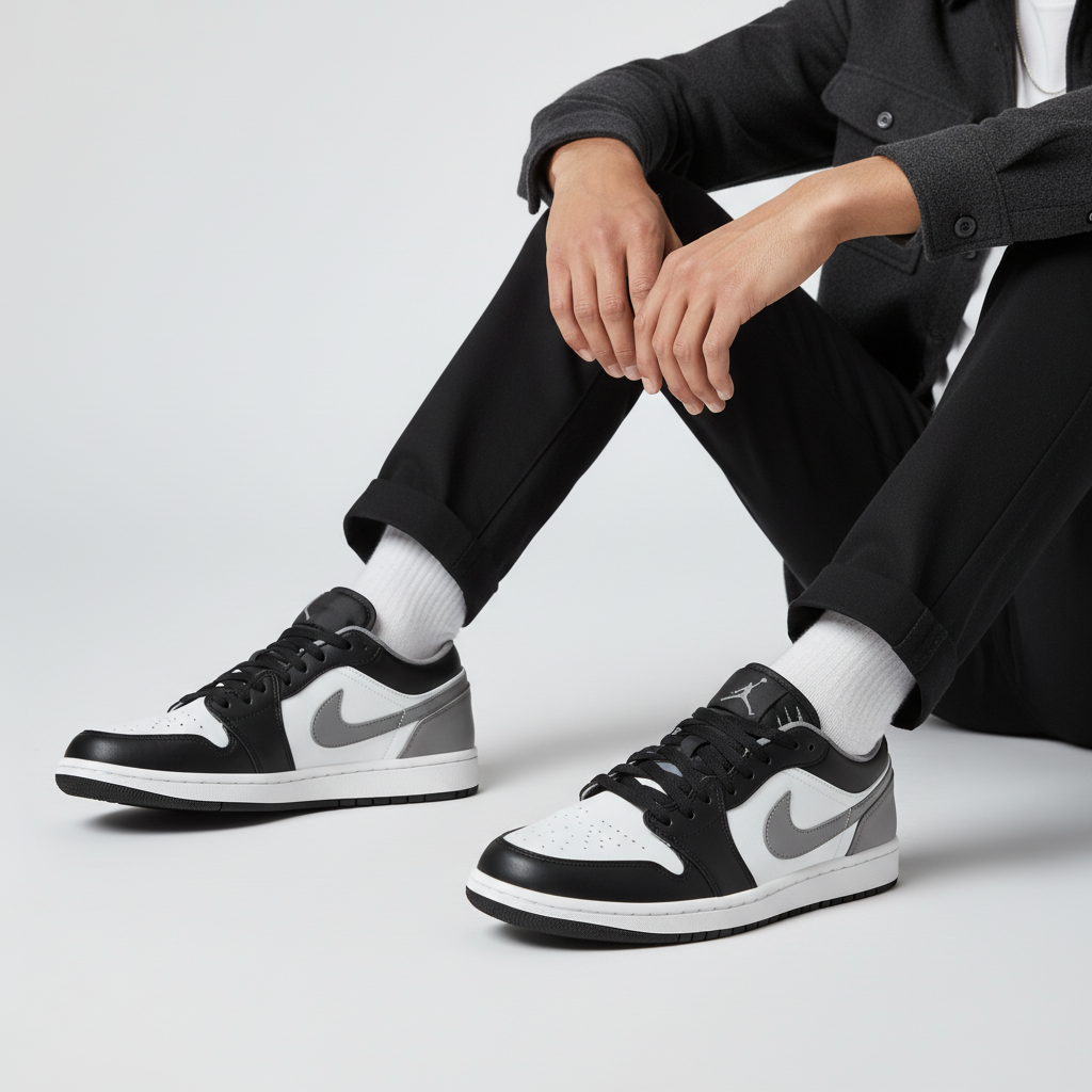 Order Air Jordan 1 Low 'Hitam Kelabu Sederhana' 553558-040