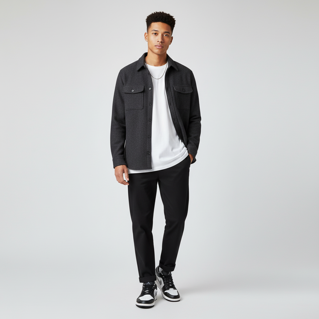 Lookbook Air Jordan 1 Low 'Hitam Kelabu Sederhana' 553558-040