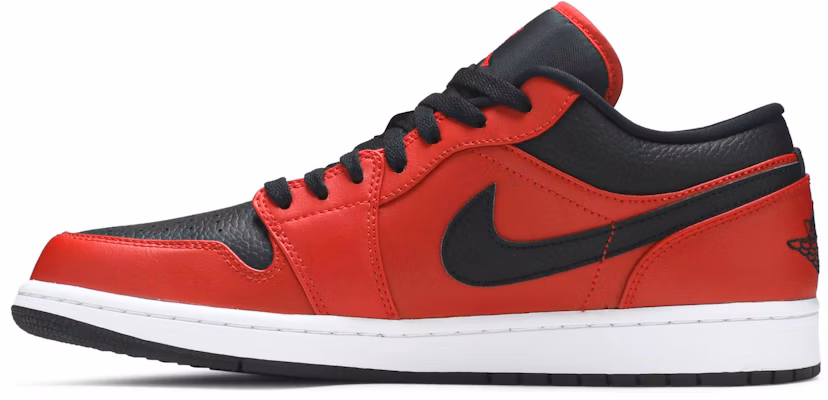Air Jordan 1 Low 'Reverse Bred' Merah Hitam Terbalik 553558-605 Lookbook Air Jordan 1 Low 'Reverse Bred' Merah Hitam Terbalik 553558-605