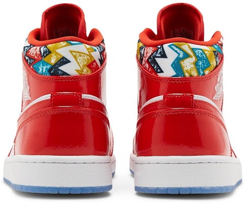 Air Jordan 1 Mid 'Barcelona Sweater Red Patent' DC7294-600 Details for Air Jordan 1 Mid 'Barcelona Sweater Red Patent' DC7294-600