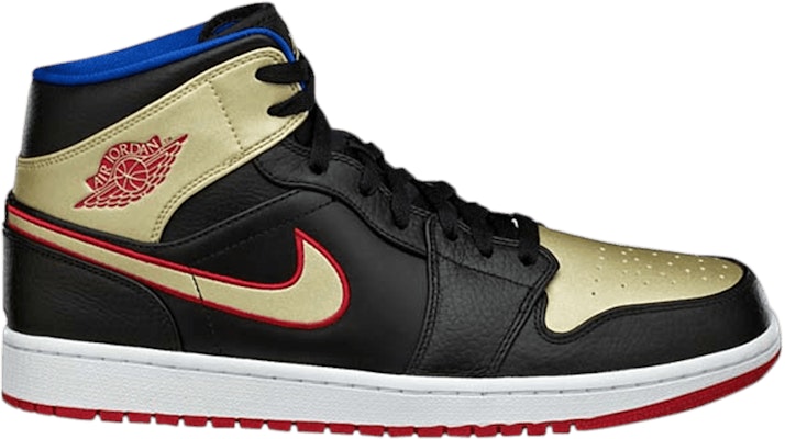 Air Jordan 1 Mid 'Black Gold Red' 554724-013 Buy Air Jordan 1 Mid 'Black Gold Red' 554724-013