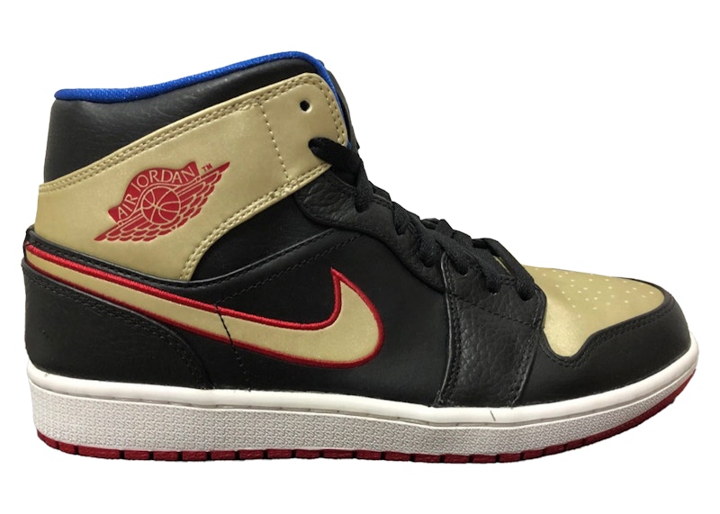 Buy Air Jordan 1 Mid 'Negro Oro Rojo' 554724-013