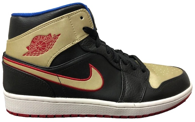 에어 조던 1 미드 '블랙 골드 레드' 554724-013 Buy 에어 조던 1 미드 '블랙 골드 레드' 554724-013