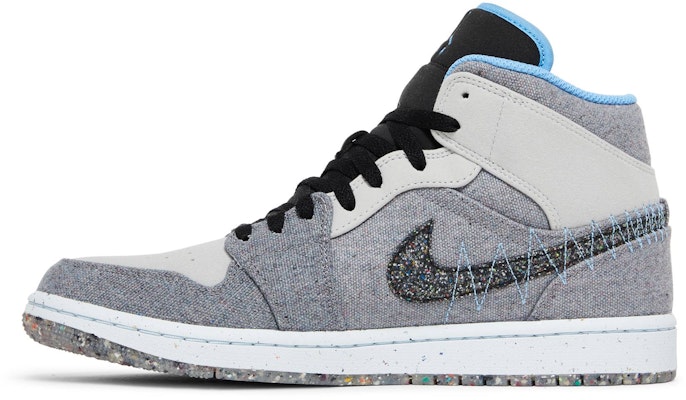 Air Jordan 1 Mid 'Crater Grey University Blue' Kelabu Biru Universiti. DM3529-004 Lookbook Air Jordan 1 Mid 'Crater Grey University Blue' Kelabu Biru Universiti. DM3529-004