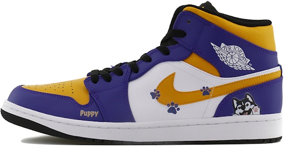 【客製化球鞋】 Jordan Air Jordan 1 Mid 可愛哈士奇 新貴萌寵 中筒 復古籃球鞋 男款 紫黃白 Buy 【客製化球鞋】 Jordan Air Jordan 1 Mid 可愛哈士奇 新貴萌寵 中筒 復古籃球鞋 男款 紫黃白