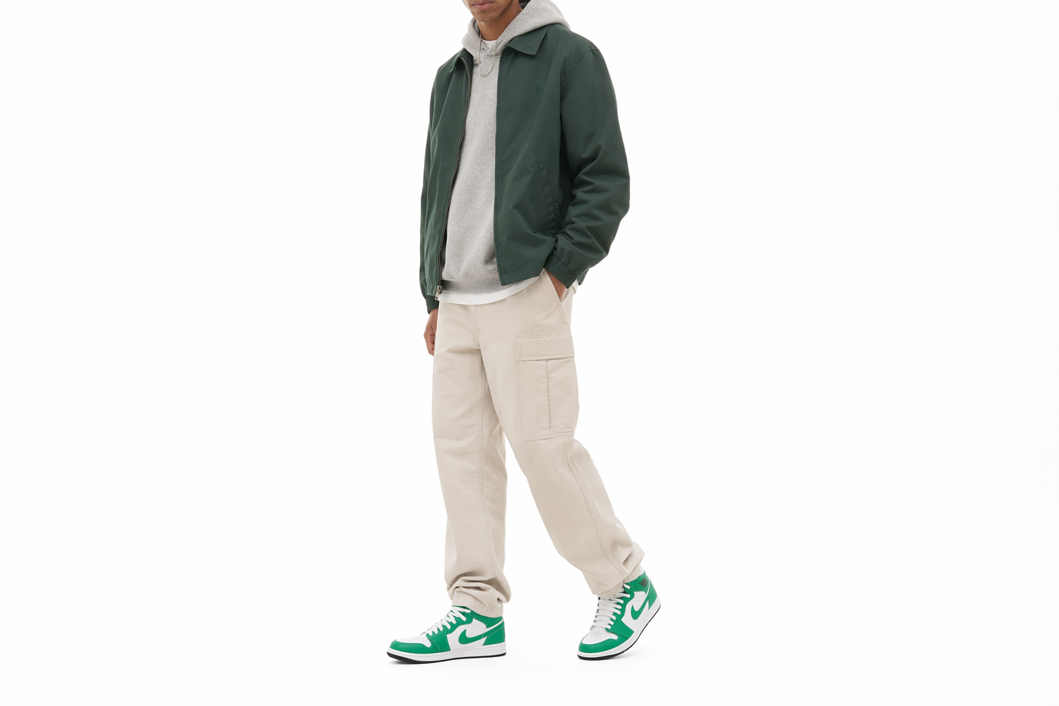 Order Air Jordan 1 Mid 'Lucky Green' Pria dan Wanita Sepatu Sneaker DQ8426-301