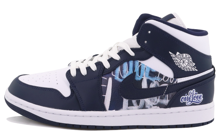 Buy Air Jordan 1 Mid 'Obsidian One Love' Indonesia 554724-174(Team10-one-love）