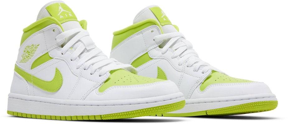 White and 2025 lime green jordans