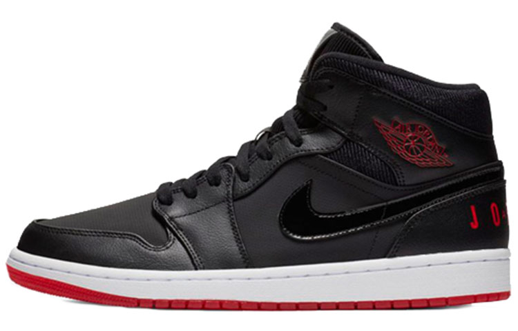 Buy Air Jordan 1 中幫 黑色大學紅 BQ6578-001