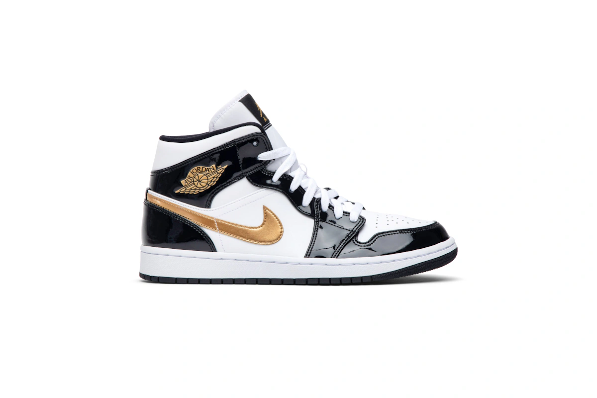 Air Jordan 1 Mid Patent 'Black Gold'