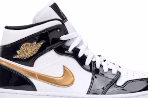 Order Air Jordan 1 Mid Patent 'Black Gold' 852542-007