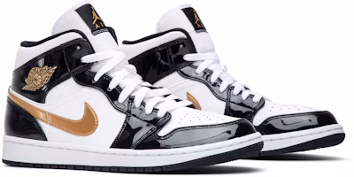 Cheap Air Jordan 1 Mid Patent 'Black Gold' 852542-007