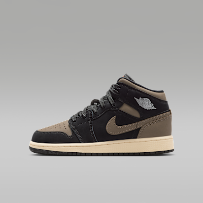 Air Jordan 1 Mid SE Black/Light Wild Mango/Muslin/Olive Gray IB7053-002