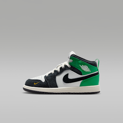 Air Jordan 1 Mid Summit White/Lucky Green/University Gold/Black II1252-100