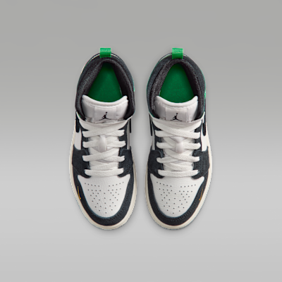 Shop Air Jordan 1 Mid Blanco Summit/Verde Lucky/Oro University/Negro II1252-100