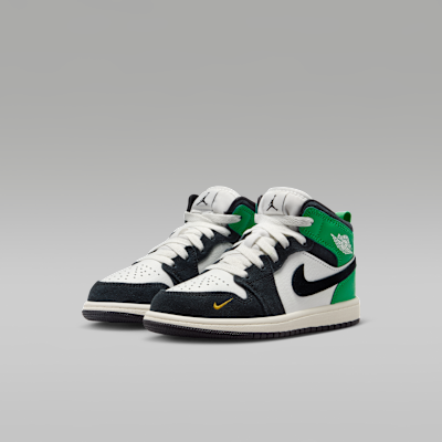 Purchase Air Jordan 1 Mid Blanco Summit/Verde Lucky/Oro University/Negro II1252-100