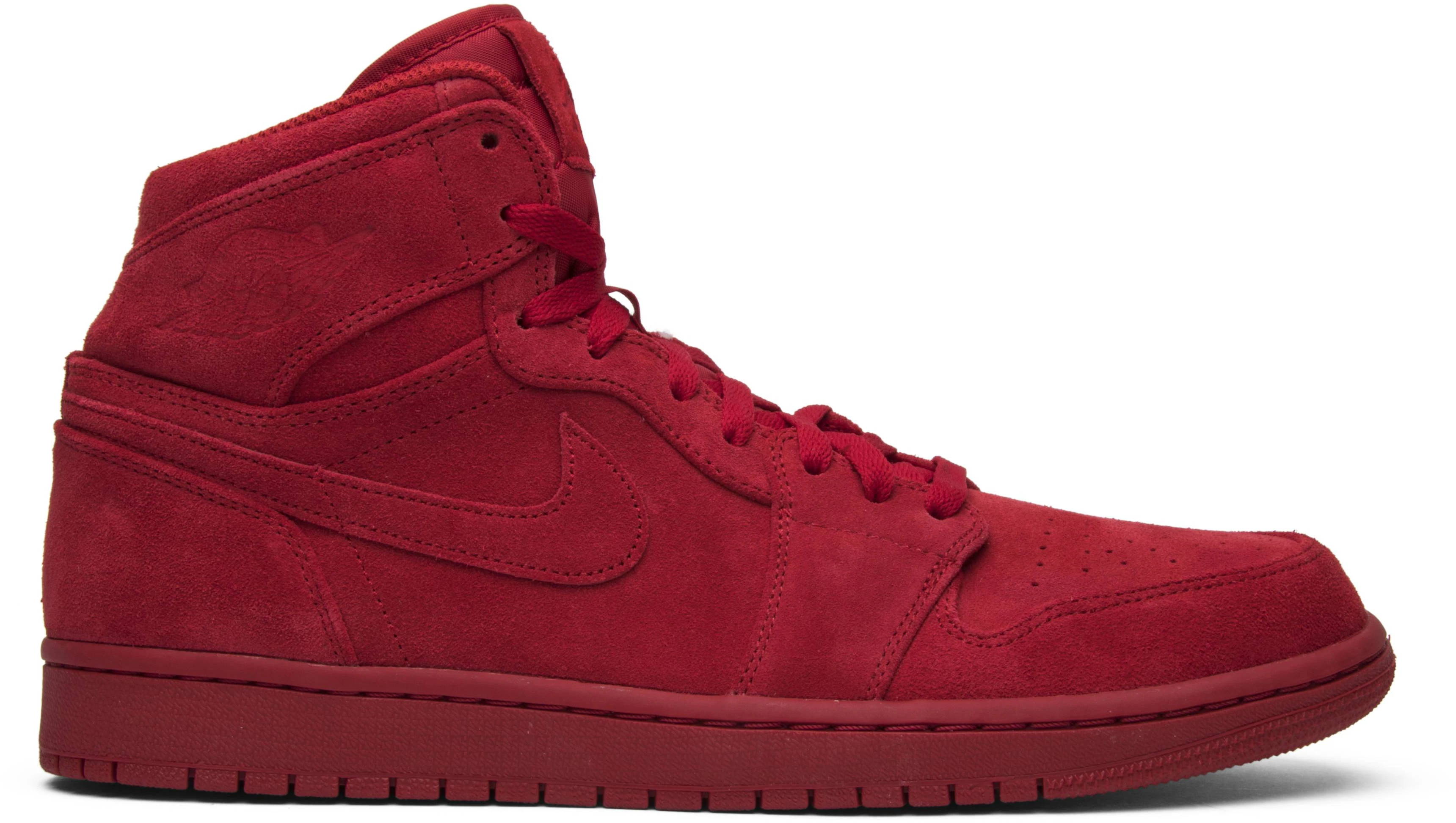All red suede jordan best sale 1