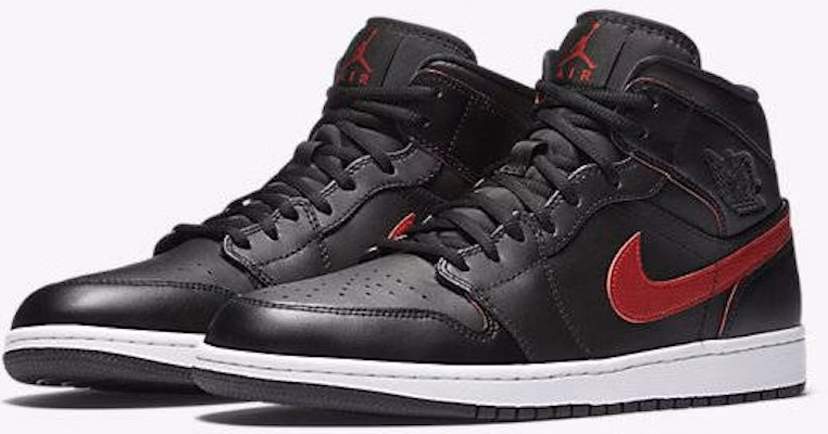 Air Jordan 1 Retro Mid Black Team Red 554724 009 554724 009