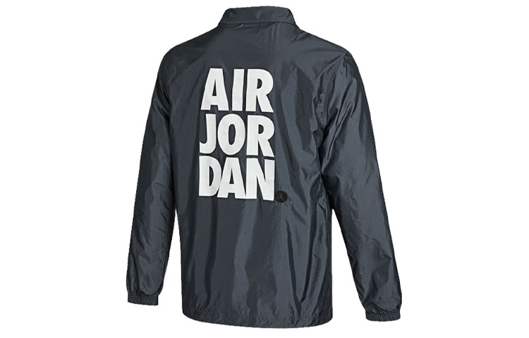 Air Jordan Black Logo Print Woven Polo Shirt Jacket CZ4825-084