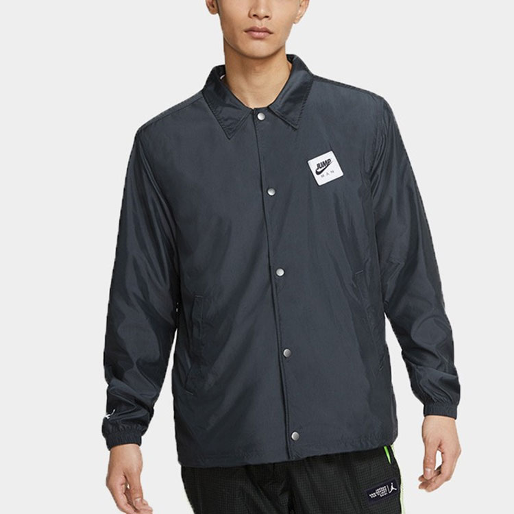 Air Jordan Black Logo Print Woven Polo Shirt Jacket CZ4825-084 圖 5