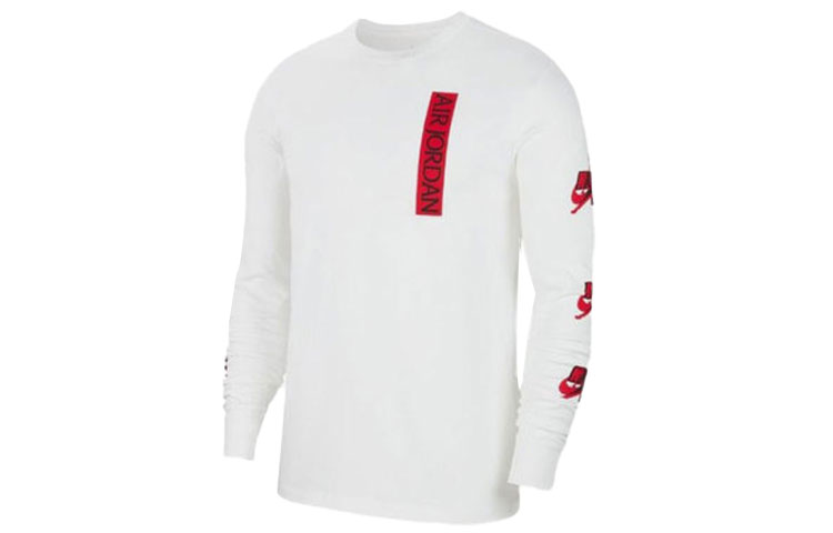 Air Jordan Crewneck Logo Strip White Long-sleeve Sweatshirt CN3504-100