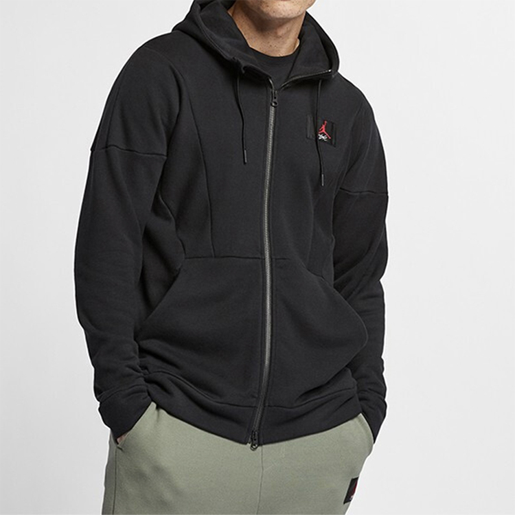 Shop Air Jordan Jaket Hoodie Zip Penuh Hitam AV2291-010