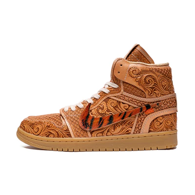 Jordan High 'Wild Crane Tiger Year Custom Carved Leather'