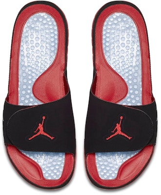 Air Jordan Hydro 5 Retro Black Red Slippers 'Black Red White' 555501-060 Lookbook Air Jordan Hydro 5 Retro Black Red Slippers 'Black Red White' 555501-060