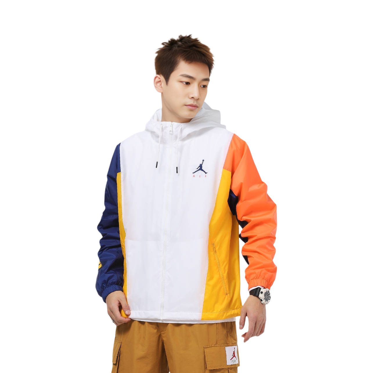 Details for 에어 조던 점프맨 컬러블록 프린트 후드 자켓 화이트 남성용 CV2241-100