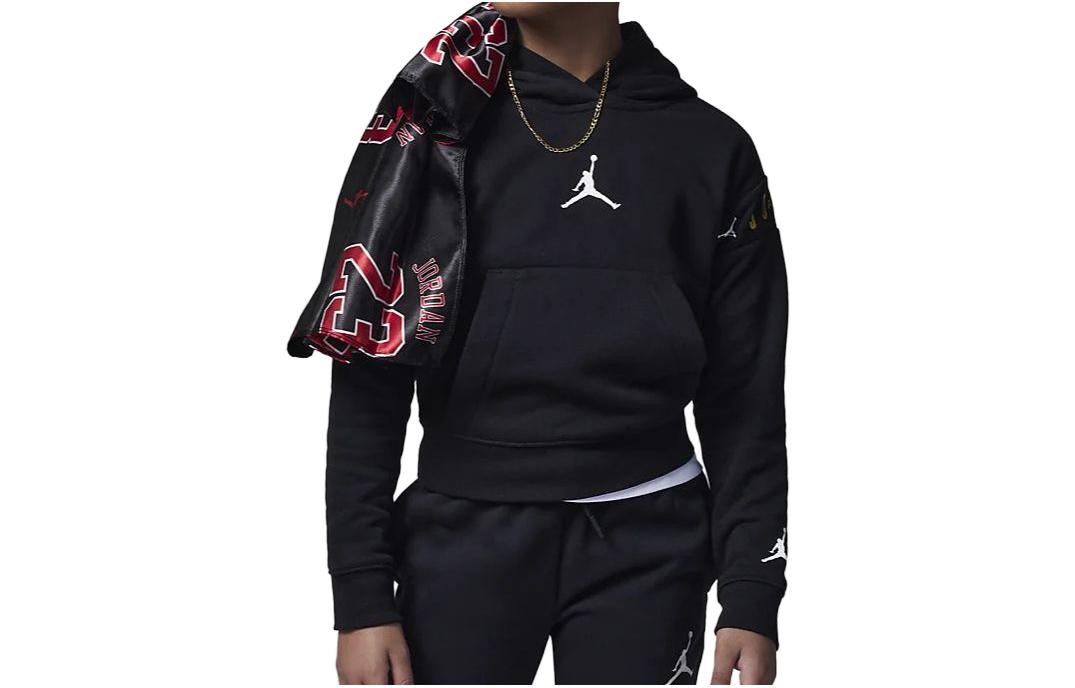 Air Jordan Kids' Letter Graphic Hoodie Long Sleeve Black (Girls) 35C030-K5X