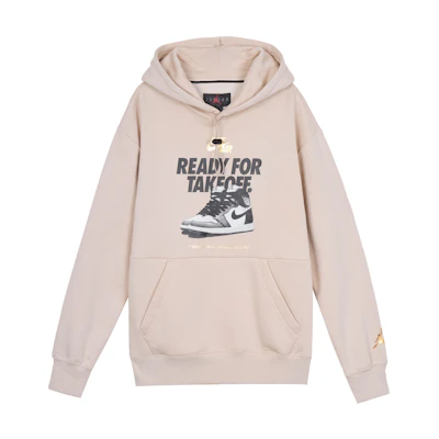 Air Jordan Letter Print Basketball Hoodie Light Khaki Retro Style DO9152-236