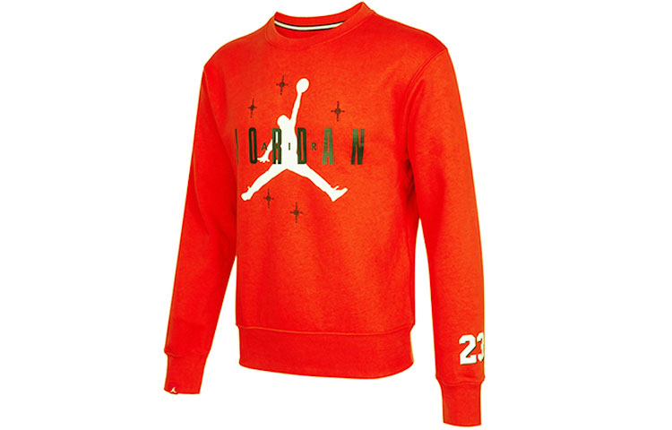 Air Jordan Logo Print Fleece Crewneck Sweatshirt Winter Red DO9153-673