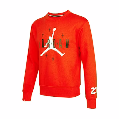 Air Jordan Logo Print Fleece Crewneck Sweatshirt Winter Red DO9153-673