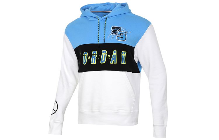 Air Jordan Logo Retro Colorblock Pullover Hoodie - Black/White/Blue CV2744-412