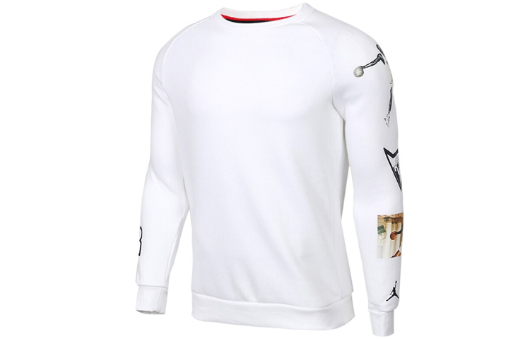 Air Jordan Printed Crewneck Sweatshirt White Long Sleeve Casual Wear CD5872-100
